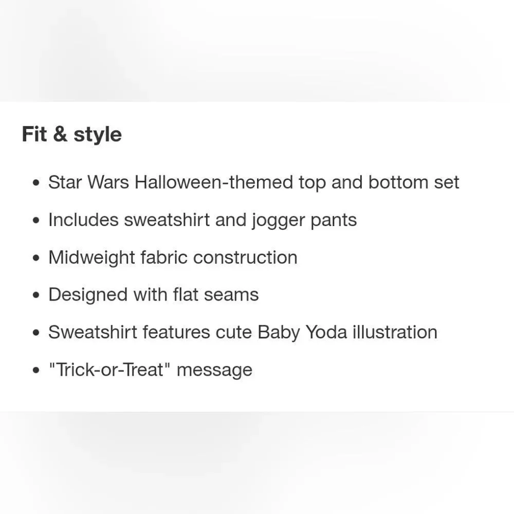 Nwt Star Wars Halloween Sweatshirt ang Jogger Set